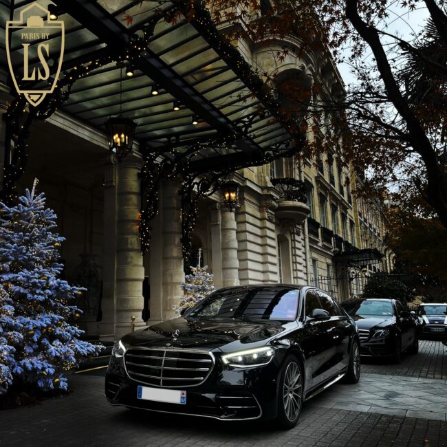 S class and E class mercedes in paris at Shangri la hotel palace hourly service for VIP CEO